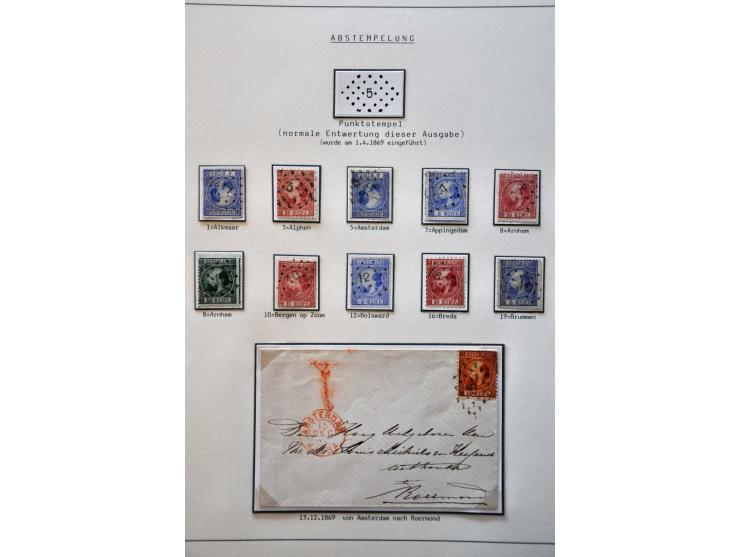 Stempels, collectie met o.a. administratieve stempels, puntstempels, halfrond-franco, franco-takje w.b. betere ex. en 13 post