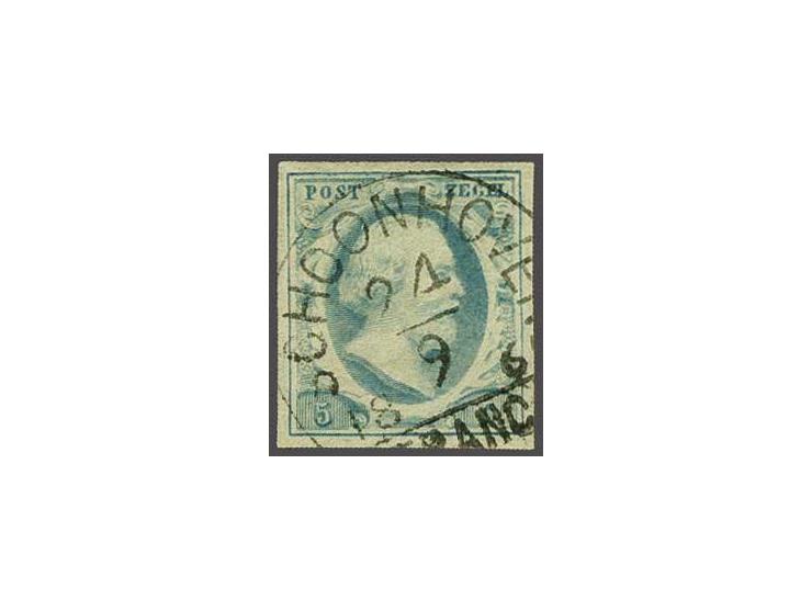 Schoonhoven C (Ey 400) op 5 cent lichtblauw plaat IV pos. 59, pracht ex.