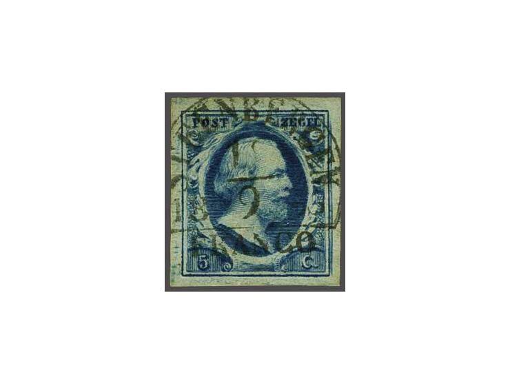 Steenbergen B (Ey 350) vrijwel volledig op 5 cent donkerblauw plaat III pos. 40, pracht ex. gesigneerd Hammerschmidt