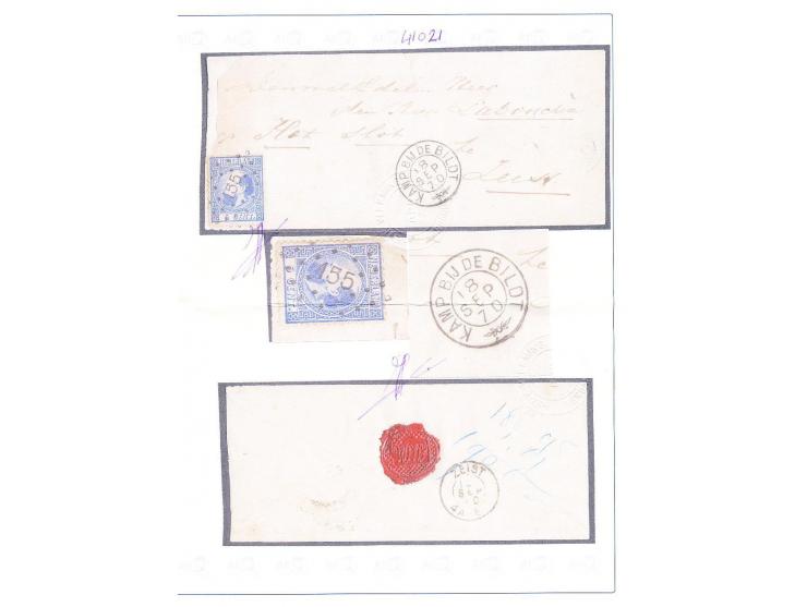 5 cent blauw type II tanding 13½ kleine gaten op envelop met puntstempel 155 en takjestempel Kamp bij de Bildt 18-9-1870 naar