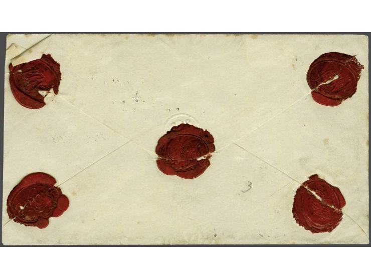 5 cent blauw type II tanding 13½ kleine gaten in paar op aangetekende envelop van Almelo 28-2-1870 naar Delden, pracht ex.