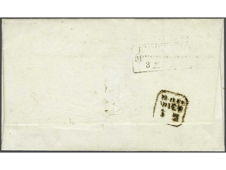 5 cent blauw type I tanding 12¾ x 11¾ (2x) en 10 cent karmijn type I tanding 12¾ x 11¾ in strip van 3 op vouwbrief van Amster