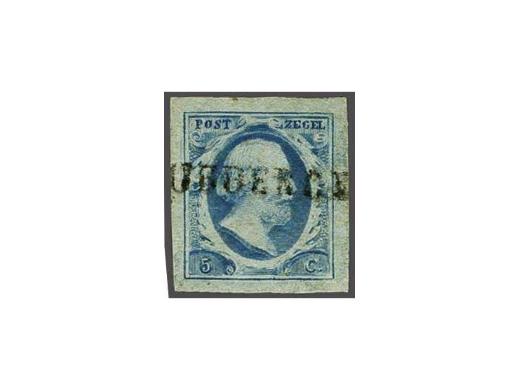 Ubbergen (Ey RR) op 5 cent blauw plaat VI pos. 10 op dun papier, pracht ex.