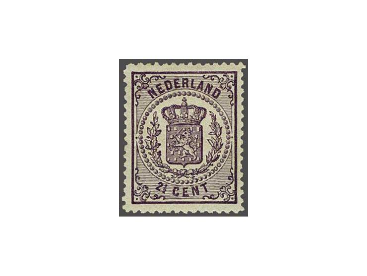 2½ cent violet tanding 14 kleine gaten, pracht ex. met certificaat Moeijes 1989. Schitterend van kleur en goed gecentreerd!, 