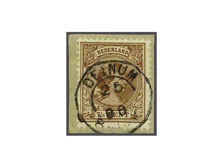 Deinum  goede afdruk op Hangend Haar 7½ cent op fragment, pracht ex., cat.w. 125, schaars stempel !