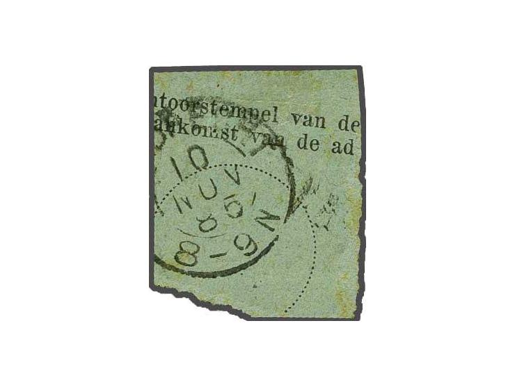 Rotterd:-Tulpstr: goede afdruk op Willem III 5 cent op fragment, pracht ex., cat.w. 300, zeldzaam stempel ! 