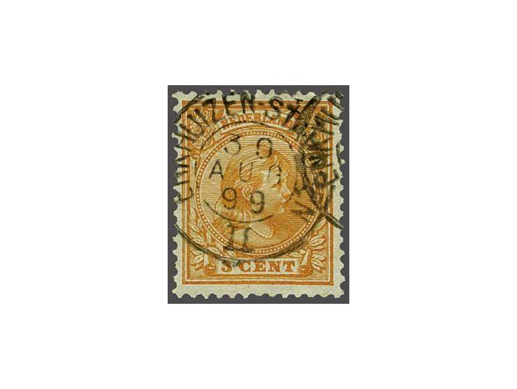 Enkhuizen-Stavoren mooie afdruk op Hangend Haar 3 cent, pracht ex., cat.w. 40+