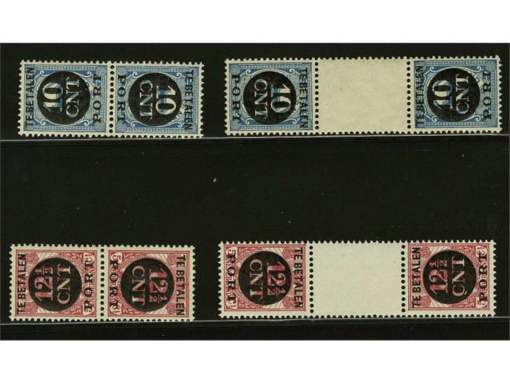 Hulpuitgifte 10 en 12½ cent in keerdrukparen met en zonder tussenstrook, cat.w. 825