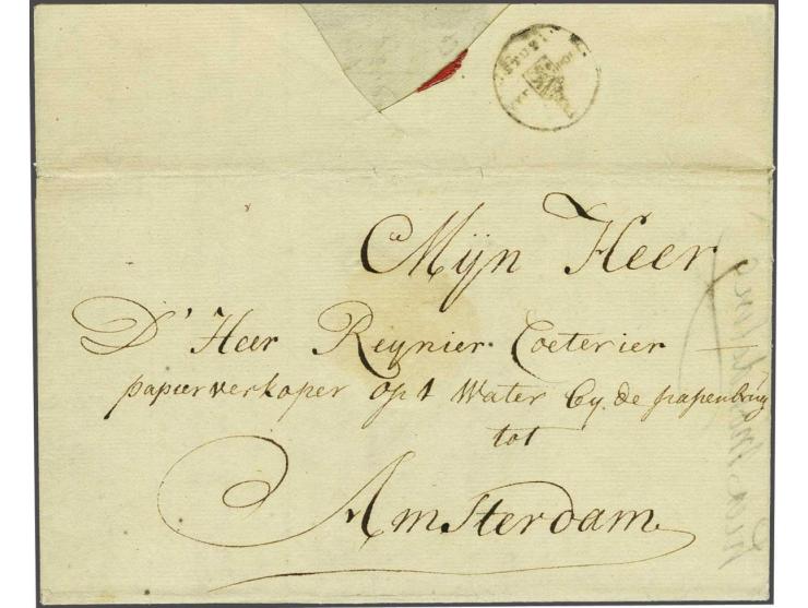 VYF STUY: PORT vrijwel pracht afdruk op achterzijde brief Middelburg den 29 August 1727 naar Amsterdam