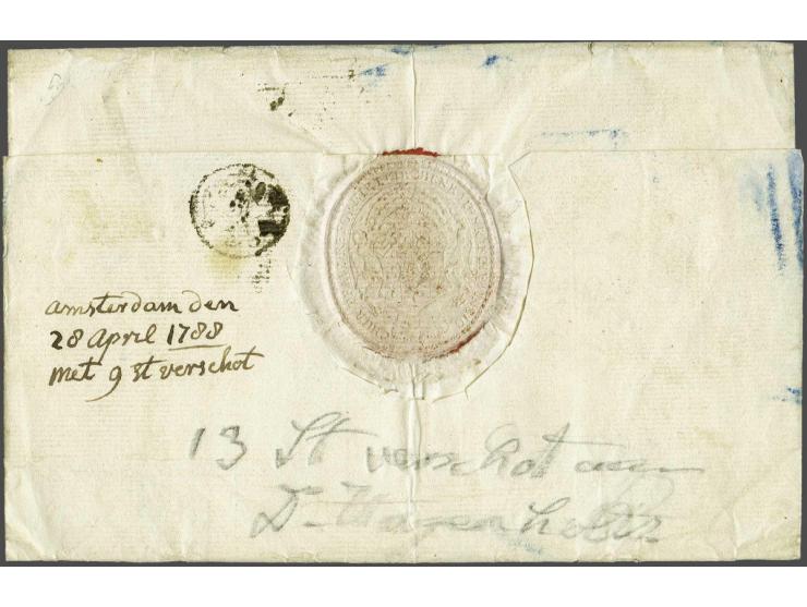 H P Hamburger Post met parelrand, vlekkerig stempel op achterzijde envelop Chur Pfalz reformiert Kirchenrats Kanzlei naar lid