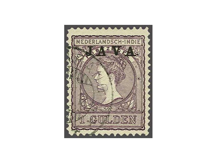 Java 1 gulden doflila met variëteit opdruk hoogstand, pracht ex. met certificaat Vleeming 2014, cat.w. 400