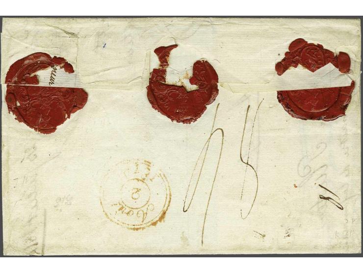 P.---.P. UTRECHT en CHARGÉ, beide in zwart op omslag (klein deel geschreven tekst uit Terborg 23 juillet 1814) naar Paris, aa