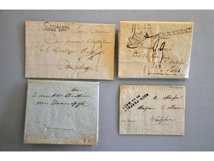 14 poststukken ca.1800-1815 w.b. portvrijdom, in ringband