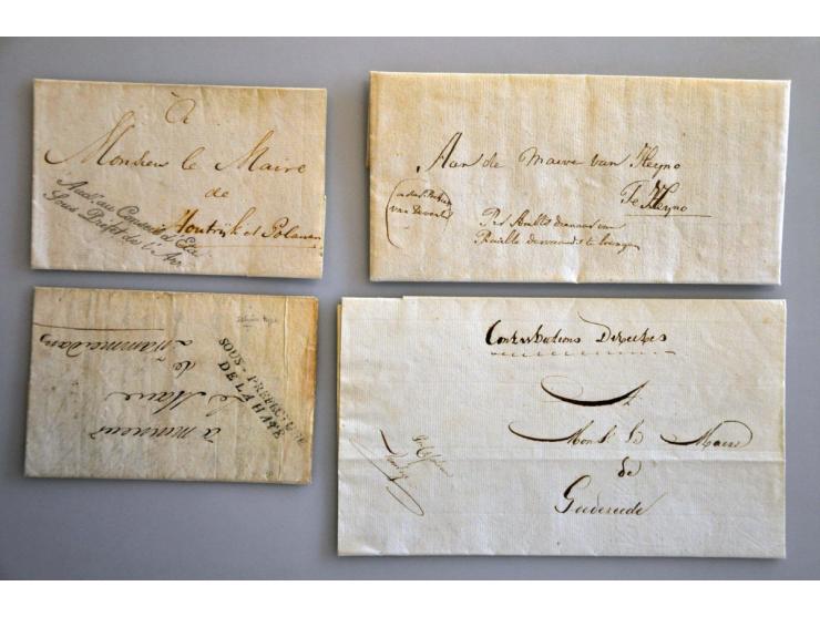 14 poststukken ca.1800-1815 w.b. portvrijdom, in ringband