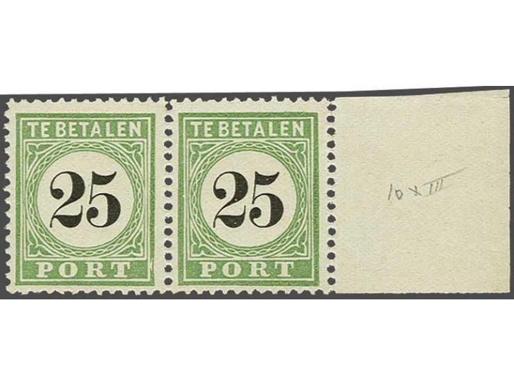 25 cent groen en zwart type III in paar met velrand, pracht ex., cat.w. 500+