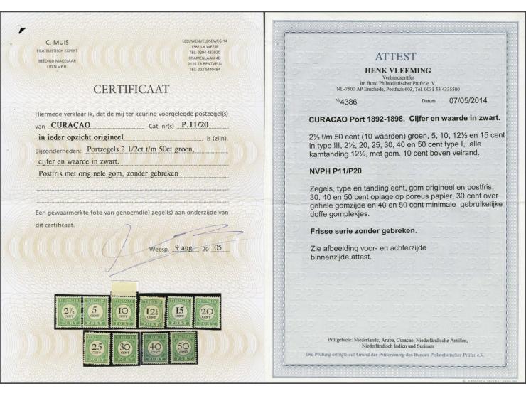 2½ t/m 50 cent met certificaten Muis 2005 en Vleeming 2014: Gom origineel en postfris, 30, 40 en 50 cent oplage op poreus pap