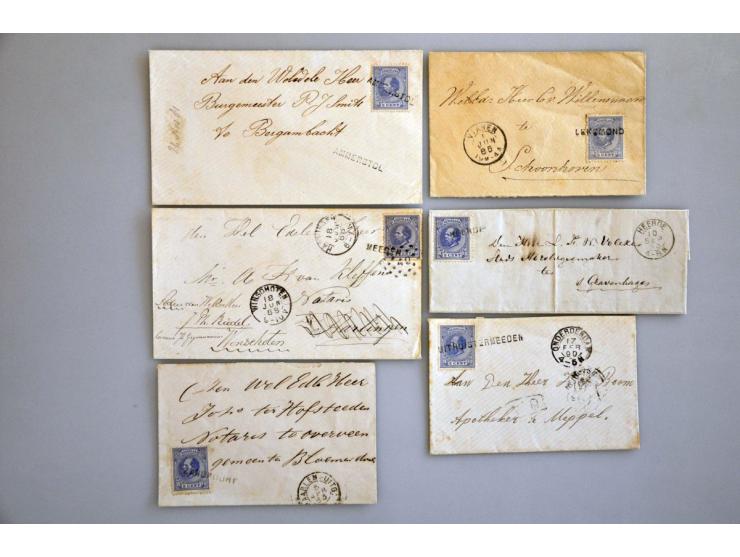 emissie 1872, collectie van ca. 75 betere poststukken w.b. aangetekend, aangegeven waarde, bestemmingen (o.a. Bombay, Lourenc