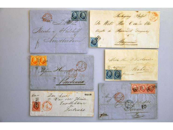emissie 1864, collectie van ruim 40 meest betere poststukken w.b. buitenlandse bestemmingen in ringband