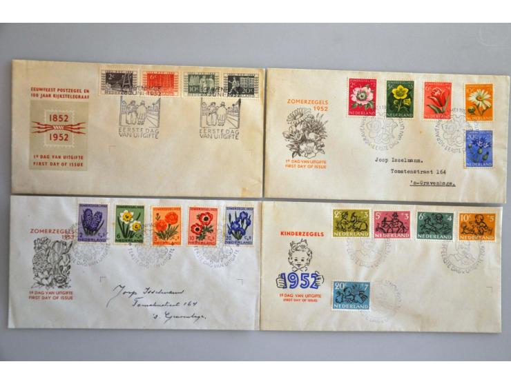 fdc's, collectie vanaf E2 w.b. met kindblokken op kleinformaat enveloppen in 3 albums