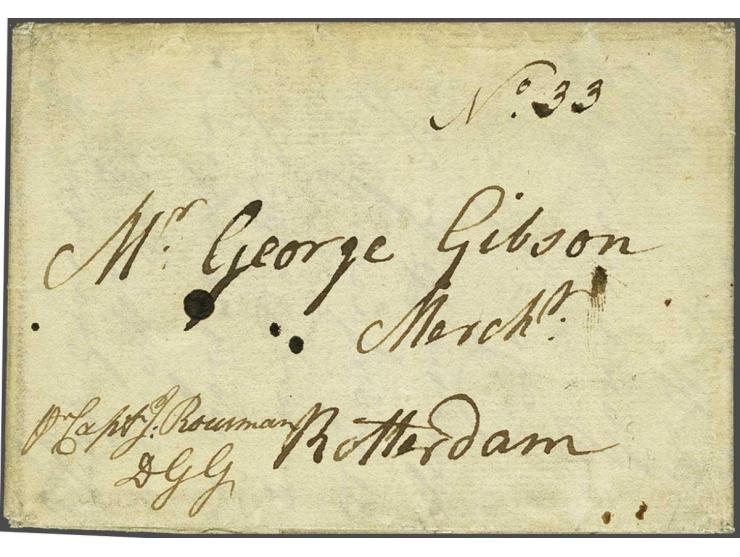 Complete brief geschreven St.Eustatius 2Nov 1780 naar Rotterdam, pr Capt. J.Rouwman DGG, interessante inhoud (o.a. over gebeu