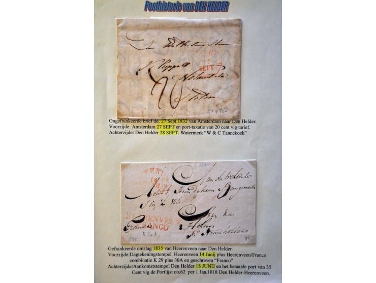 50 poststukken 1690-ca.1870 w.b. 3-stuiver H (1690 en 1691), Zeeuwse Landpost (zwarte Andreaskruizen), Gouda P. met 3-stuiver