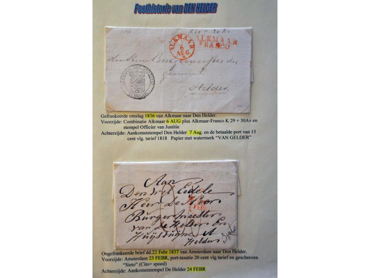 50 poststukken 1690-ca.1870 w.b. 3-stuiver H (1690 en 1691), Zeeuwse Landpost (zwarte Andreaskruizen), Gouda P. met 3-stuiver