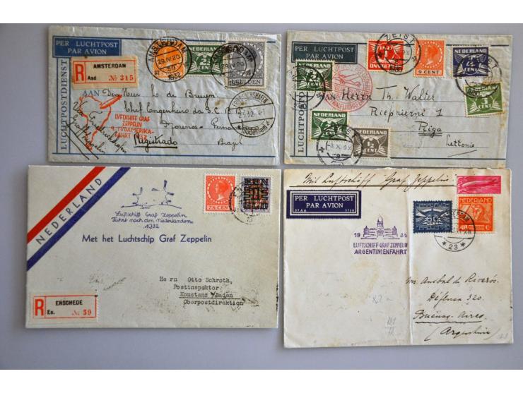 9 luchtpost enveloppen vananf 1921 w.b. 1e Zuid-Amerikavaart 1930, 2e 1931, 4e 1932, Nederlandvaart 1932, Argentiniëvaart 193