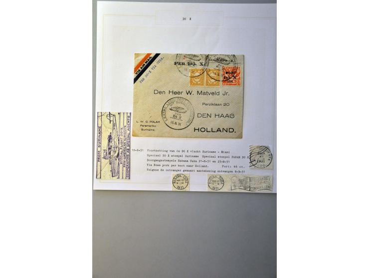 Do. X. collectie poststukken w.b. enkel- en mengfrankeringen met bestemmingen (Nederland, Antigua, Cuba, British Guiana), tot