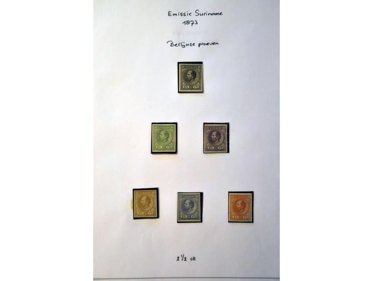 emissie 1873, collectie Berlijnse en Haarlemse kleurproeven tussen PC nrs. 1a - 10d op bladen