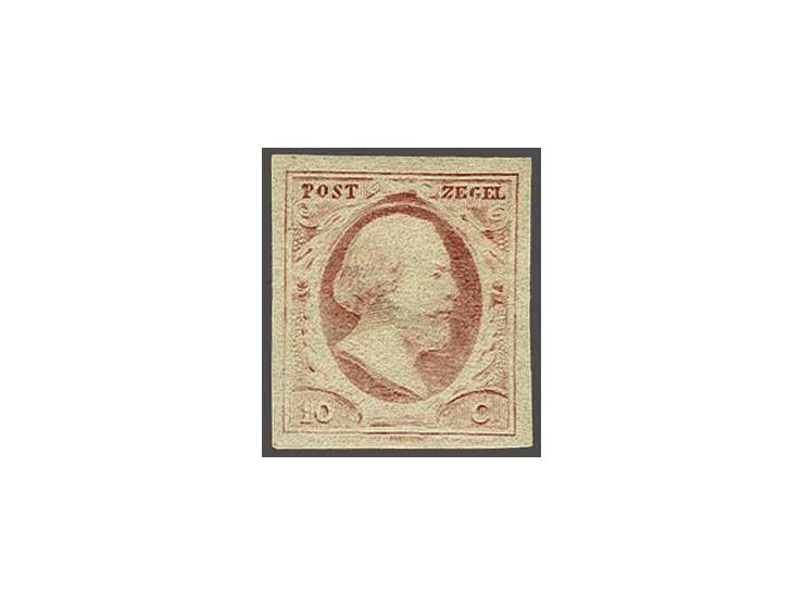10 cent rood plaat X op dun papier pracht ex, met getinte gom, cat.w. 550