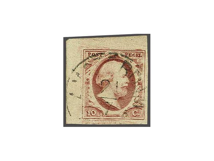 10 cent rood plaat IV pos. 51 met hoekvelrand, pracht ex.