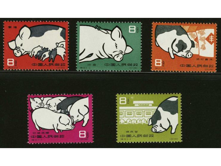 Pig-breeding 5x 8 fen, very fine unmounted mint, cat.v. 350