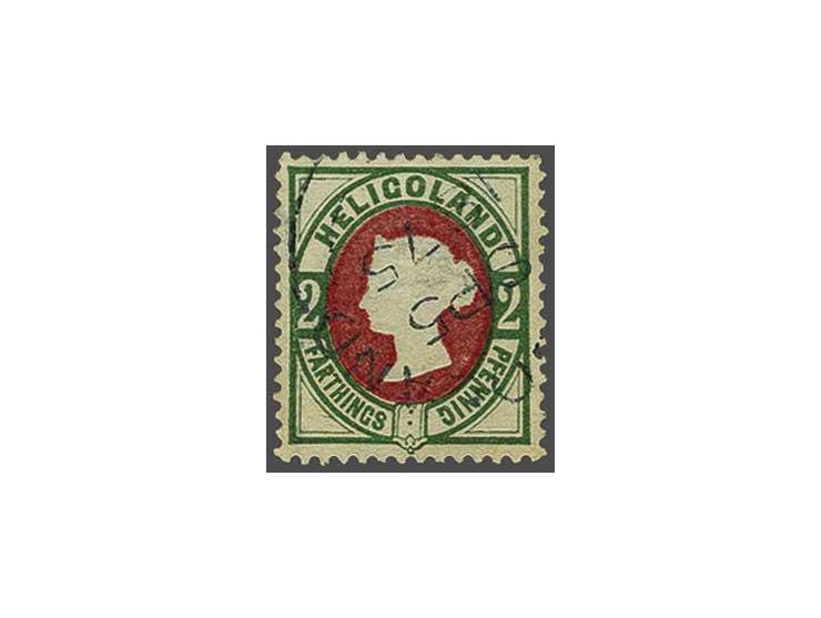 Queen Victoria 2 pf (½d.) deep rose and deep green, head die II, a very fresh copy with English type postmark type I for SP 5