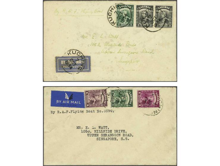 RAF flights 1934-1939, Far East cruise (2 envelopes) and service flight (4 envelopes) flown from Kuching (4x) and Bintulu (2x