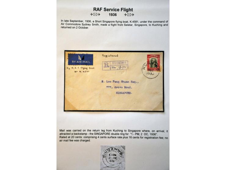 RAF flights 1934-1939, Far East cruise (2 envelopes) and service flight (4 envelopes) flown from Kuching (4x) and Bintulu (2x