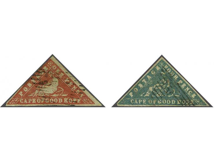 The local provisional issues (woodblock) 1d. vermillion and 4d. pale milky blue, both with small faults, cat.v. £ 4750
