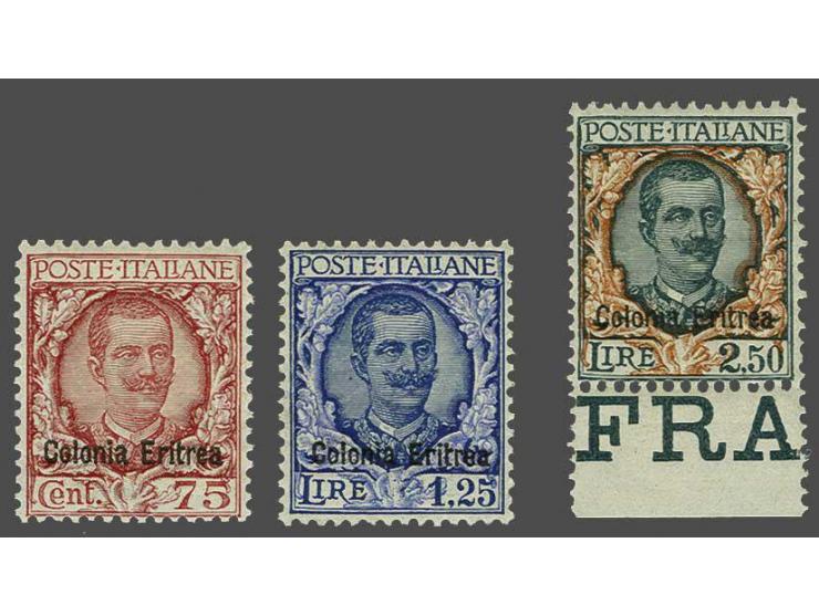 Victor Emanuel III 75 centesimi - 2,50 lire, very fine unmounted mint, cat.v. 160+