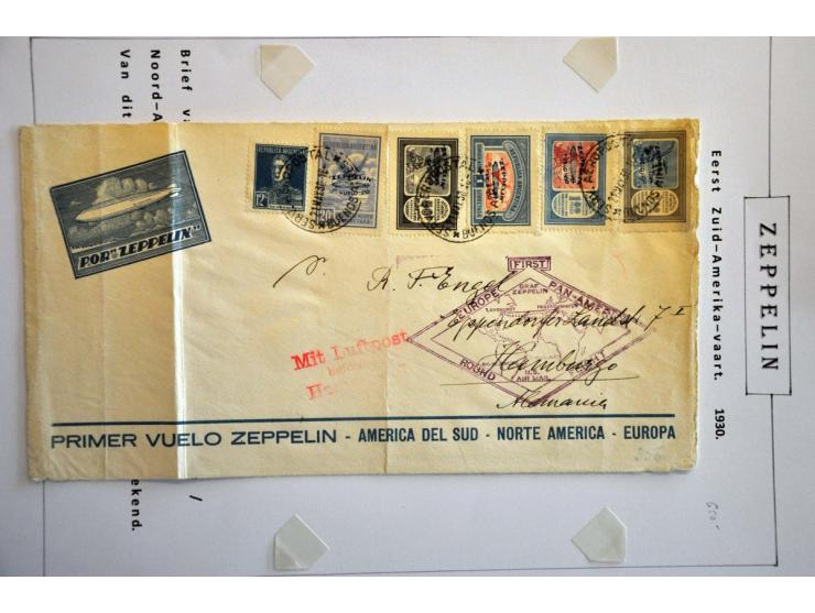 Südamerikafahrt 1930. Group of 6 items consisting of card with normal franking to Canada, return flight from Argentina (cover