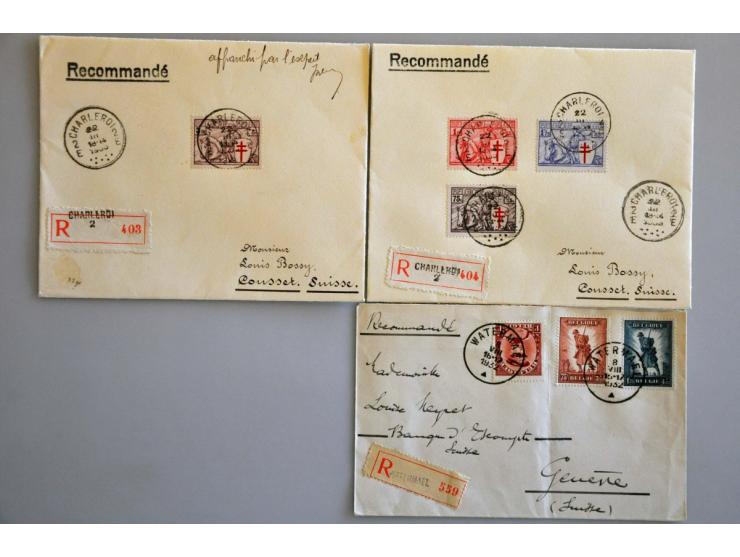 3 betere poststukken w.b. met Infanterie OBP nrs. 351-352 en Ridder OBP  nr. 400