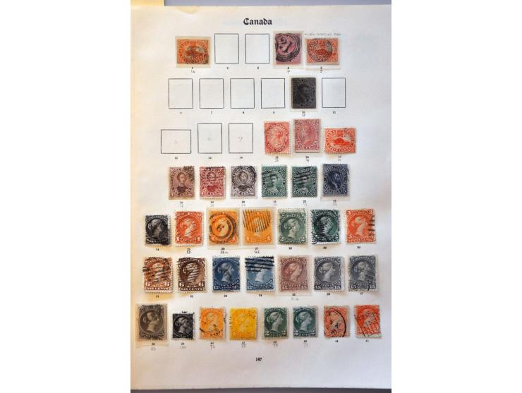 good collection 1851-1936 used with many better ex. (Jubilee up to $4) and sets on album leaves and stock pages 