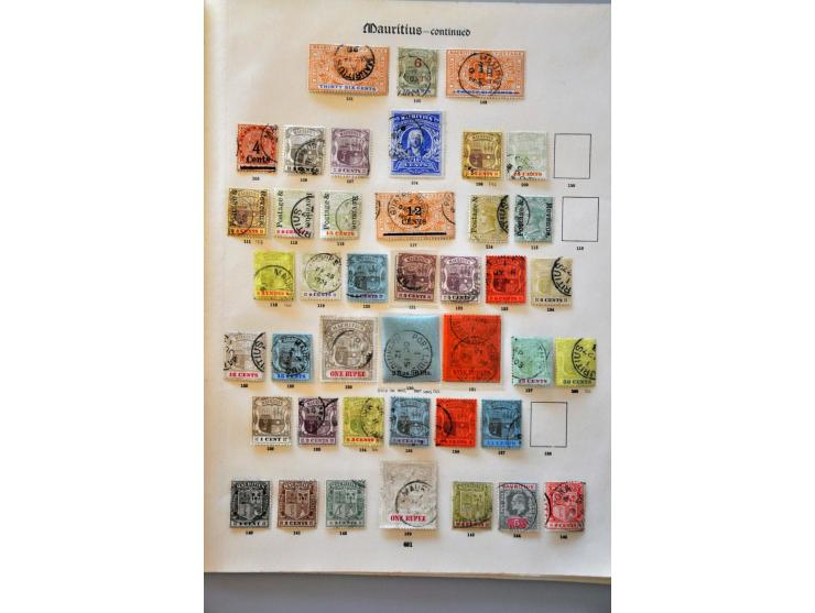 good collection 1854-1935 used with many better ex. including 2 certificates on album leaves and stock page 