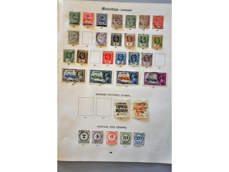 good collection 1854-1935 used with many better ex. including 2 certificates on album leaves and stock page 