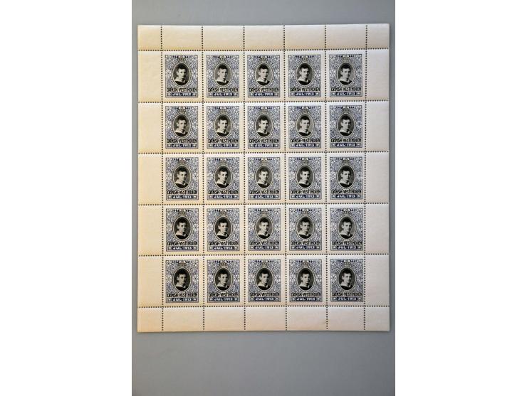 Christmas stamps (Jul) 1912 and 1913 ** in complete sheets of 25 ex., cat.v. 7000 Kr. 