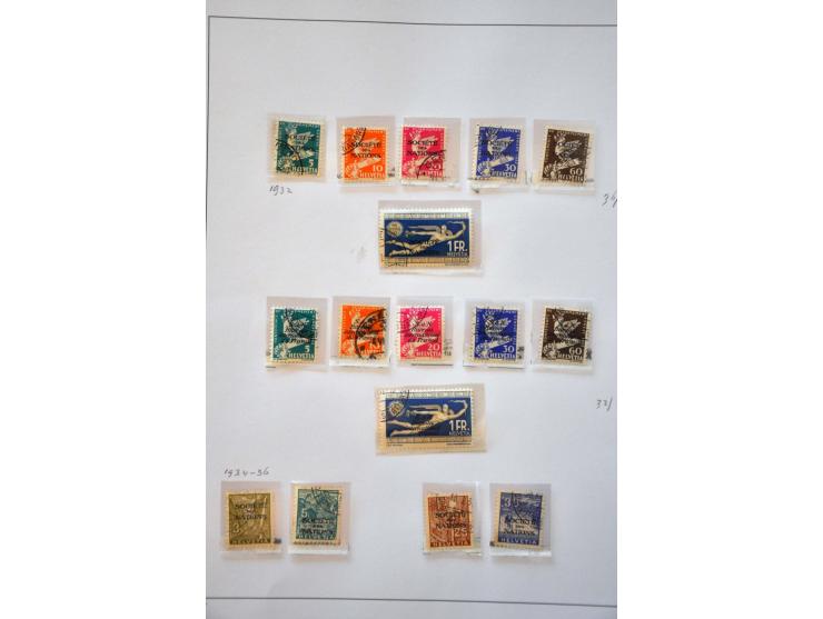 official 1918-1957 collection used with SdN 3-10 francs (2 types) and * with Nations Unies 5 centimes - 10 francs