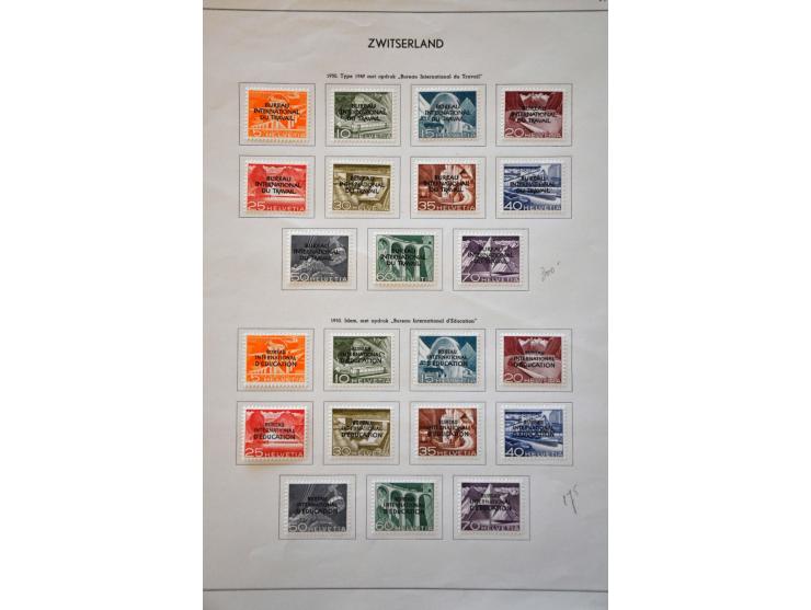 official 1918-1957 collection used with SdN 3-10 francs (2 types) and * with Nations Unies 5 centimes - 10 francs