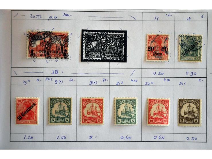 with better ex. (Deutsch Ost Afrika Mi. 21a, Kamerun Mi. 16, 17, Togo Mi.17) and Germany with better ex. in large format appr
