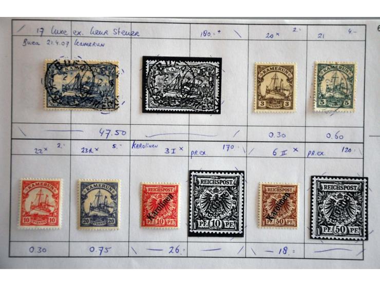 with better ex. (Deutsch Ost Afrika Mi. 21a, Kamerun Mi. 16, 17, Togo Mi.17) and Germany with better ex. in large format appr