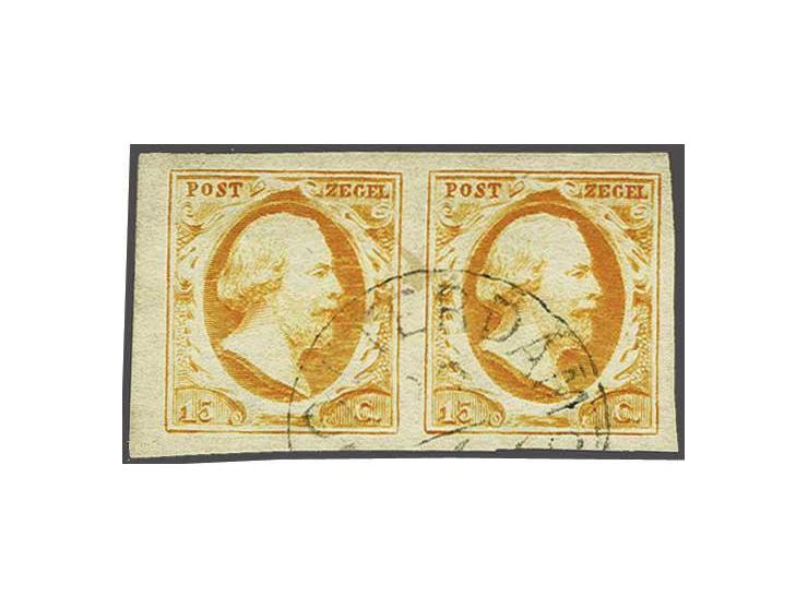 15 cent oranje pos. 41-42 in paar, pracht ex.