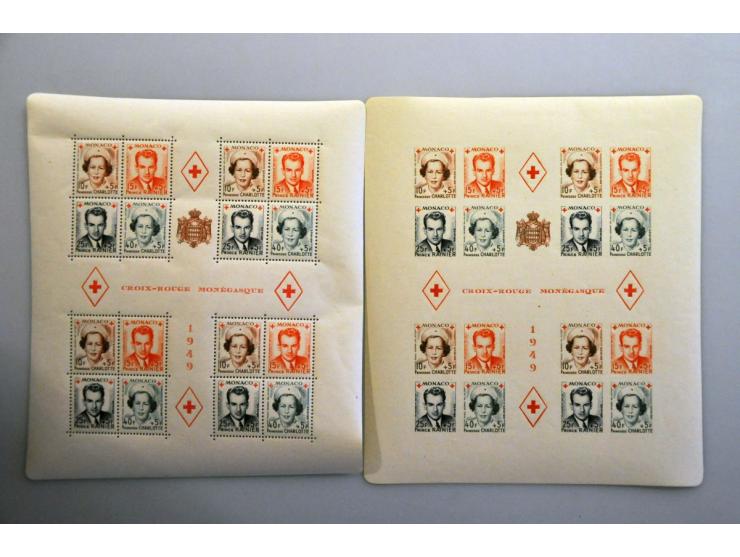 mostly */** including Red Cross blocks (Yv 3a, 3b, 4a and 4b ** (4b gum toned) in Davo binder