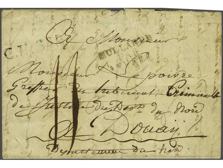 complete brief met zwart C.H.1er.3e.R op brief van Alkemaar le 20 Juin 1810 (zonder Massanstempel ALKMAAR, 3 ex. bekend) naar